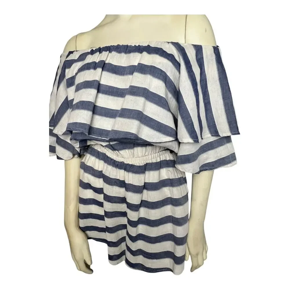 Boston Proper Nautical Breton Striped Romper Playsuit Beach Summer Cruise Vacay - Picture 3 of 6